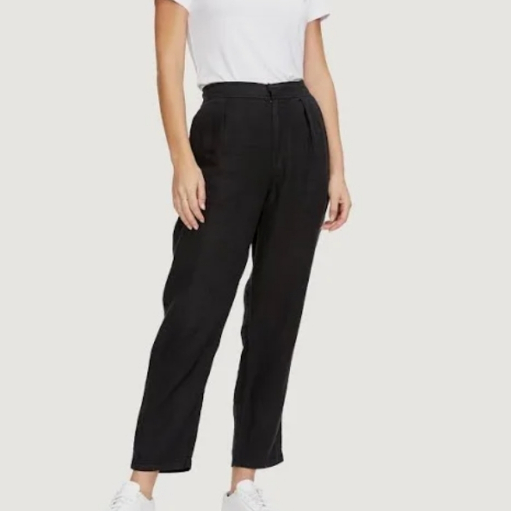 Michael Stars Black Flynn Single Pleat Linen Pants M Like New